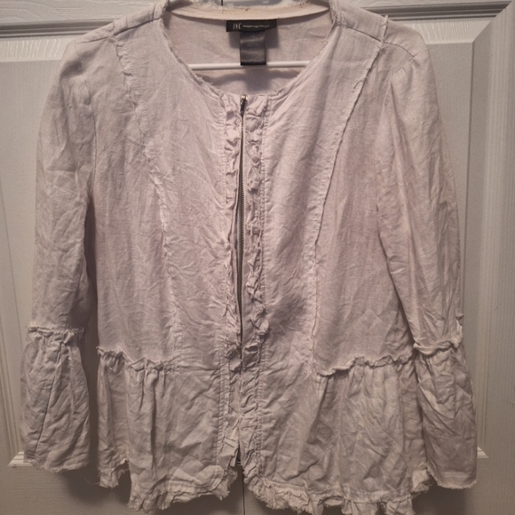 %100 Linen Ruffled Jacket from INC International Concepts - Picture 1 of 8